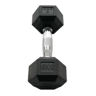 SVELTUS HEXAGONAL DUMBBELL- HEX HATSZÖGLETŰ EGYKEZES GUMÍROZOTT FIX EDZŐTERMI KÉZISÚLYZÓ DB (6 KG)