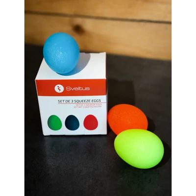 SVELTUS SET OF 3 SQUEEZE EGGS - Marokerősítő stresszoldó tojás 3 darabos készlet